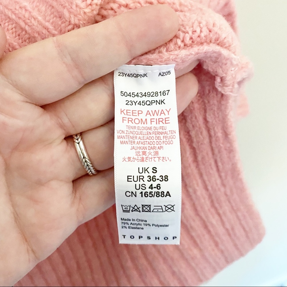 Topshop Supersoft Deep Ribbed Hem Crewneck Sweater Pink S NWT - Picture 10 of 14